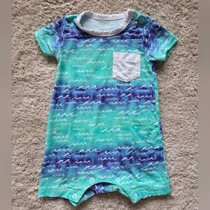 Cocomoon 6 - 12 Months NALU Waves Shortie Bamboo Romper Onesie Baby HAWAII OCEAN